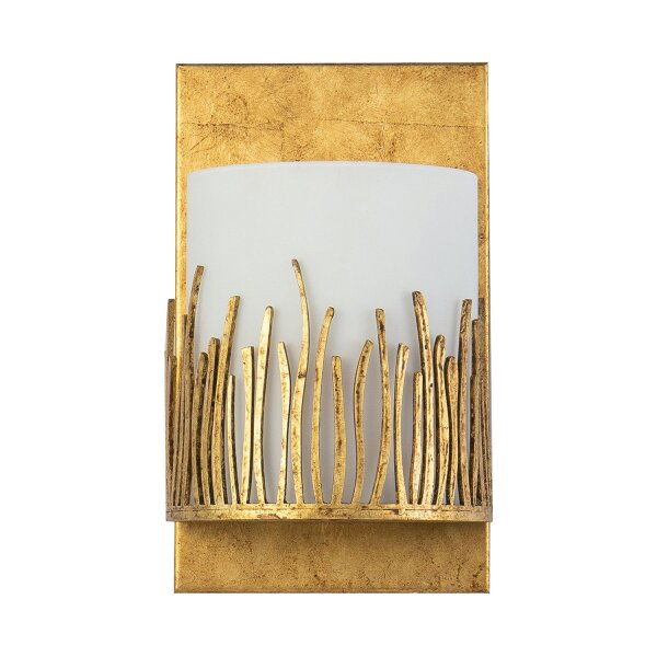 Wandlampe in Gold H: 25,4 cm klein IP44 Metall Glas Bad