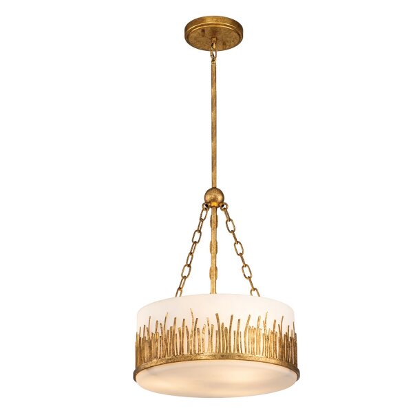 Pendelleuchte rund Ø 38,1 cm Metall Glas 3x E27 in Blattgold