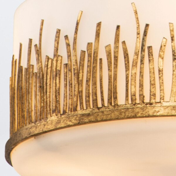 Pendelleuchte rund Ø 38,1 cm Metall Glas 3x E27 in Blattgold