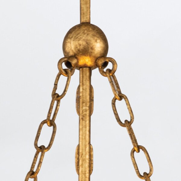Pendelleuchte rund Ø 38,1 cm Metall Glas 3x E27 in Blattgold