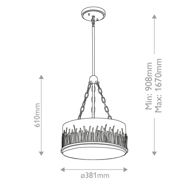 Pendelleuchte rund Ø 38,1 cm Metall Glas 3x E27 in Blattgold