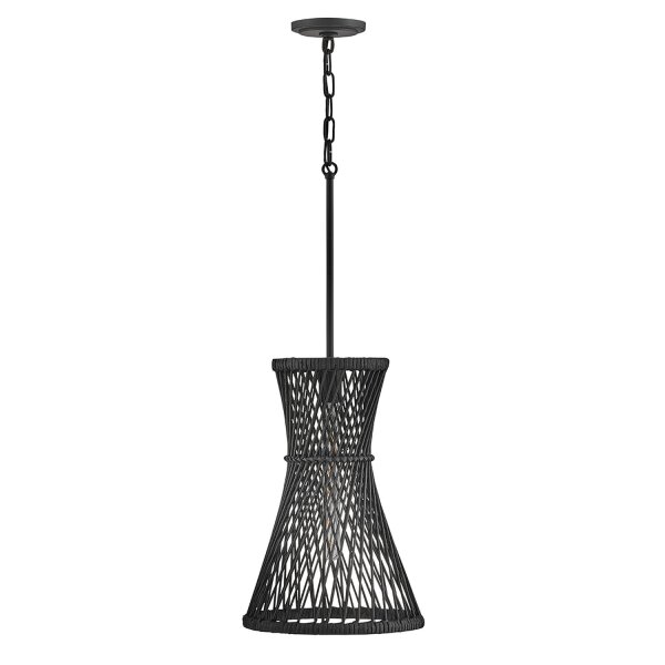 Hängelampe Schwarz Ø 30,5 cm Rattan Metall für E27 Boho