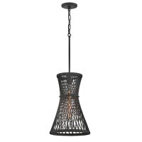 H&auml;ngelampe Schwarz &Oslash; 30,5 cm Rattan Metall f&uuml;r E27 Boho