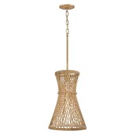 H&auml;ngeleuchte Rattan &Oslash; 30,5 cm in Gold br&uuml;niert E27 JARLAN