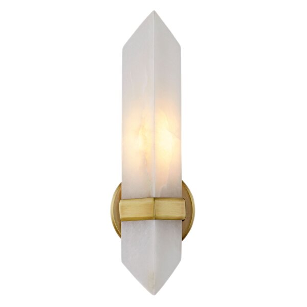Wandlampe Alabaster Metall 38,1 cm E27 in Messing antik Weiß