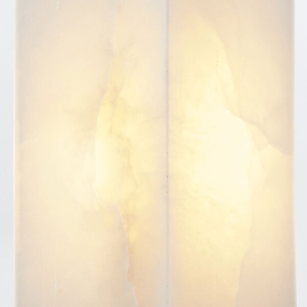 Wandlampe Alabaster Metall 38,1 cm E27 in Messing antik Weiß