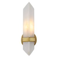 Wandlampe Alabaster Metall 38,1 cm E27 in Messing antik Wei&szlig;