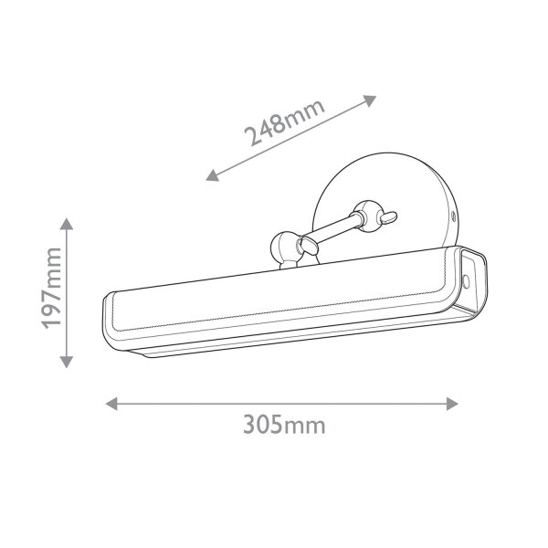 LED Bilderlampe Schwarz Messing antik B: 30,5 cm klein