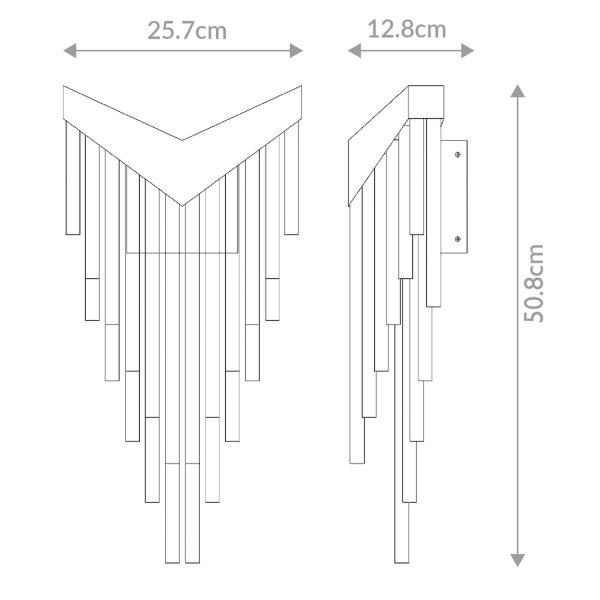 LED Wandlampe dekorativ 50,8 cm hoch in Gold 3000K