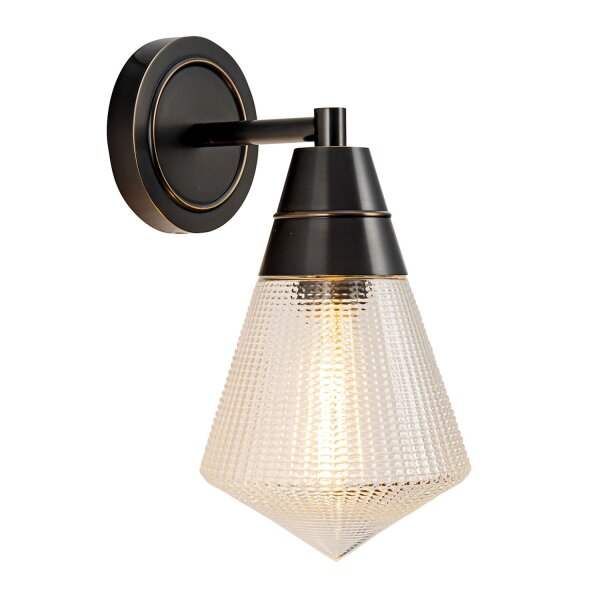 Wandlampe Art Déco H: 29,5 cm Metall Glas E27 in Bronze Antik