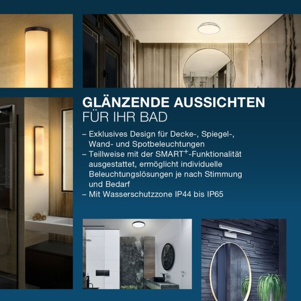 Deckenleuchte Stahl Schwarz IP44 B:31 cm E27 OSRAM