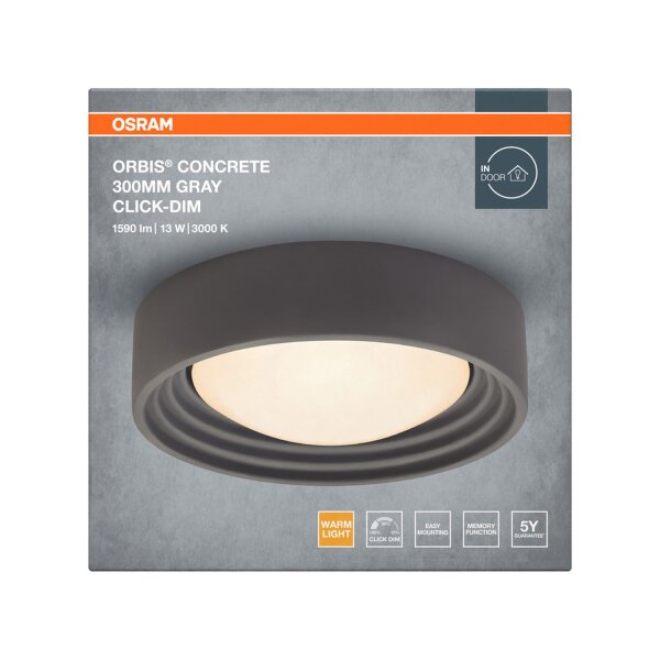 LED Deckenlampe Grau Beton 3000K Ø30cm modern OSRAM