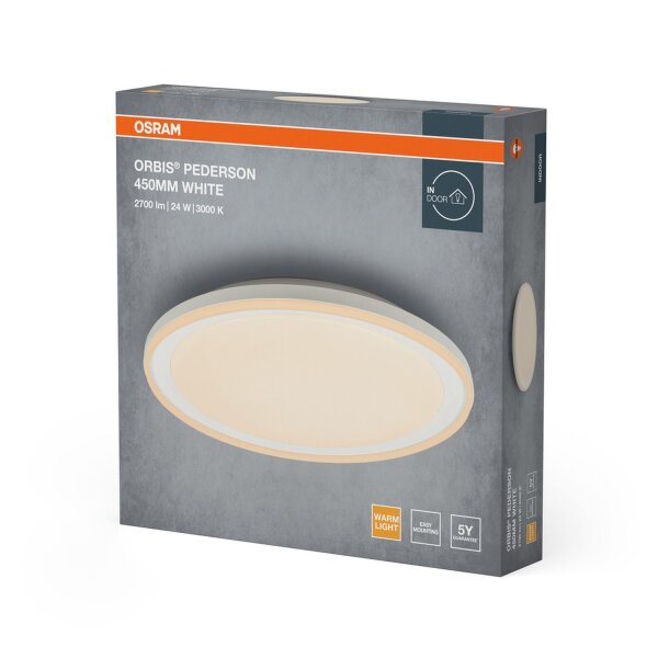 Runde LED Deckenlampe Weiß Metall 3000K L:45cm OSRAM