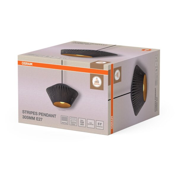 Hängelampe Schwarz Metall E27 Ø30,5 cm modern OSRAM