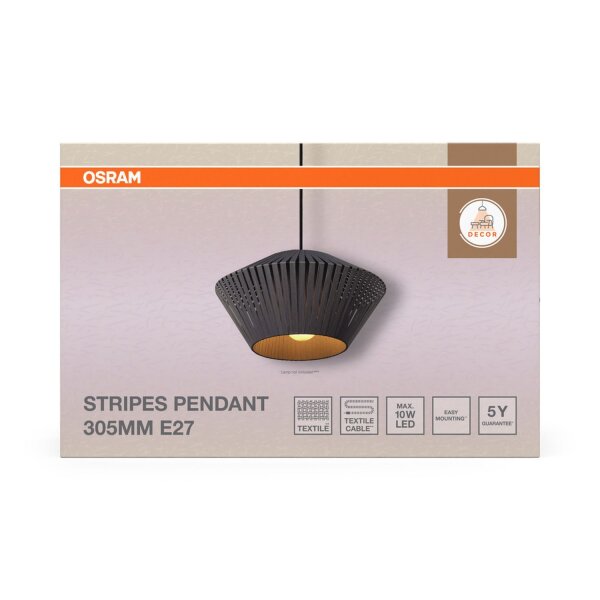 Hängelampe Schwarz Metall E27 Ø30,5 cm modern OSRAM