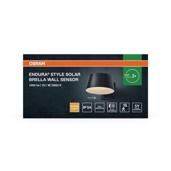 LED Solar Wandlampe dimmbar Metall 3000 K IP54 OSRAM