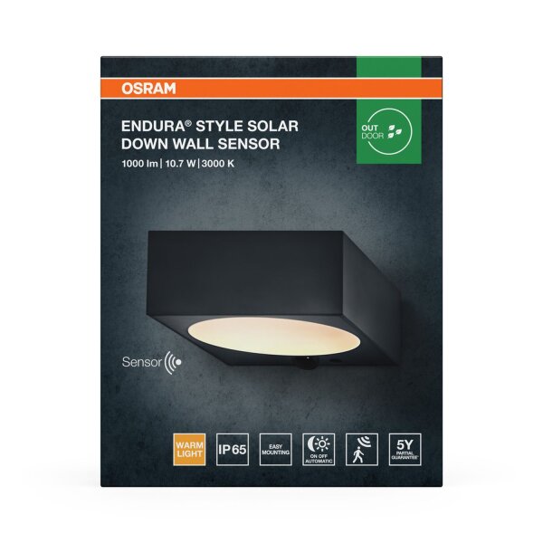 LED Solar Wandlampe Sensor dimmbar Metall 3000 K IP65