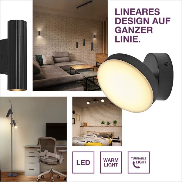 LED Deckenleuchte verstellbar Schwarz 3000 K OSRAM