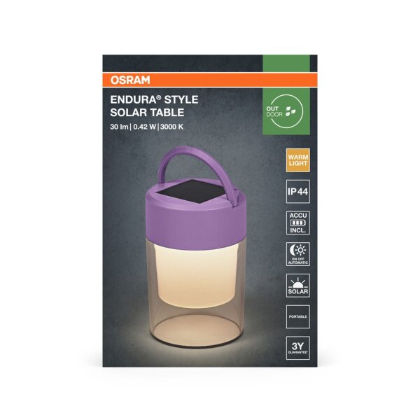 LED Solar Tischlampe dimmbar Lila 3000 K IP44 OSRAM