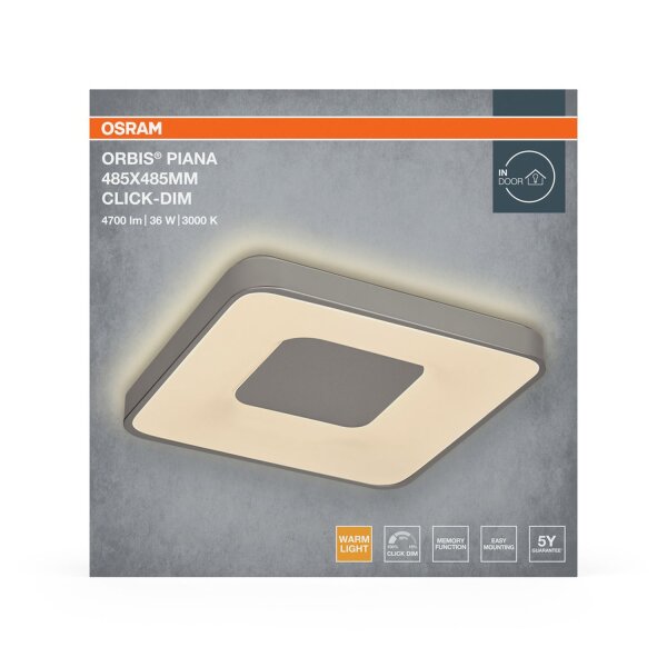LED Deckenleuchte Click-DIM Silber 3000K L:48,5cm OSRAM