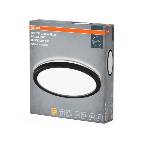 LED Deckenleuchte Click-DIM Schwarz 3000K Ø23,5cm OSRAM