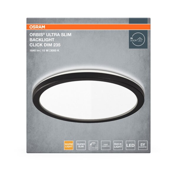 LED Deckenleuchte Click-DIM Schwarz 3000K Ø23,5cm OSRAM