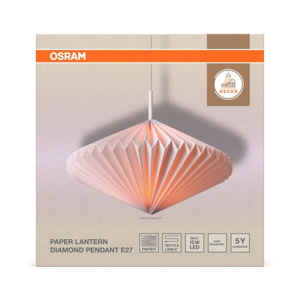 Pendelleuchte Papier Weiß E27 Ø45cm Modern Design OSRAM