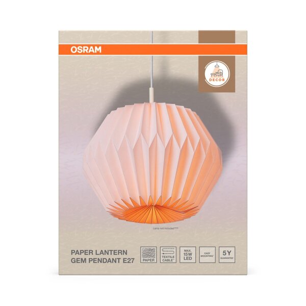 Runde Hängelampe Papier E27 Ø35 cm Weiß Modern OSRAM