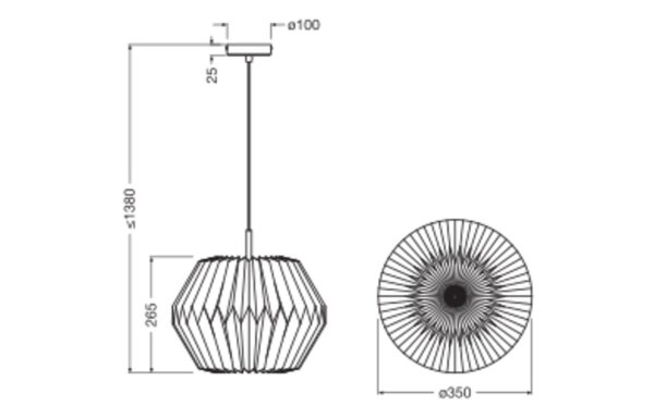 Runde Hängelampe Papier E27 Ø35 cm Weiß Modern OSRAM