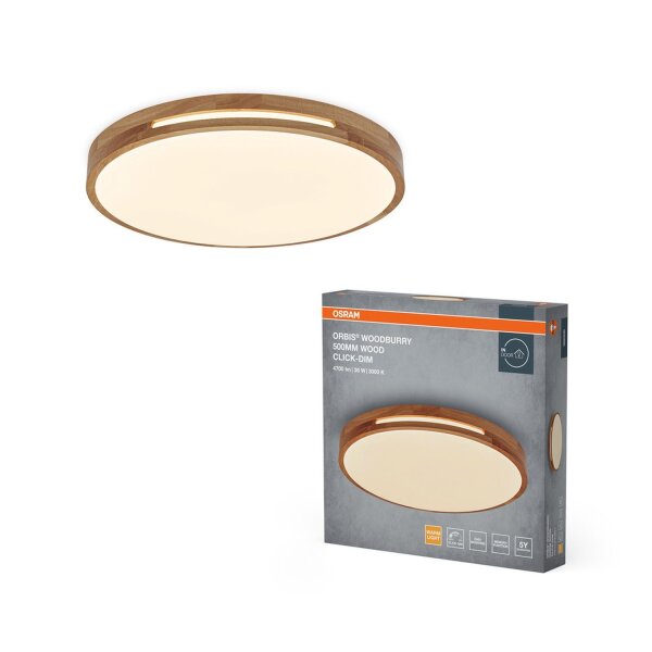 LED Deckenleuchte Click-DIM Holz 3000K Ø50cm rund OSRAM