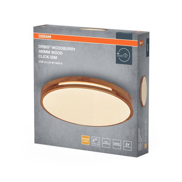 LED Deckenleuchte Click-DIM Holz 3000K Ø39cm OSRAM