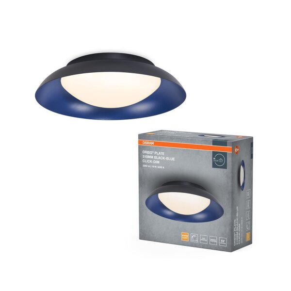 LED Deckenlampe Click-DIM Schwarz Blau 3000K Ø31cm rund