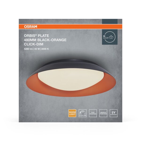 LED Deckenlampe Schwarz Gelb Click-DIM 3000K Ø48cm rund