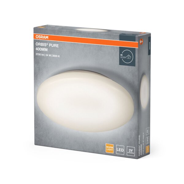 Runde LED Deckenlampe Weiß Alu Metall 3000K Ø40cm OSRAM