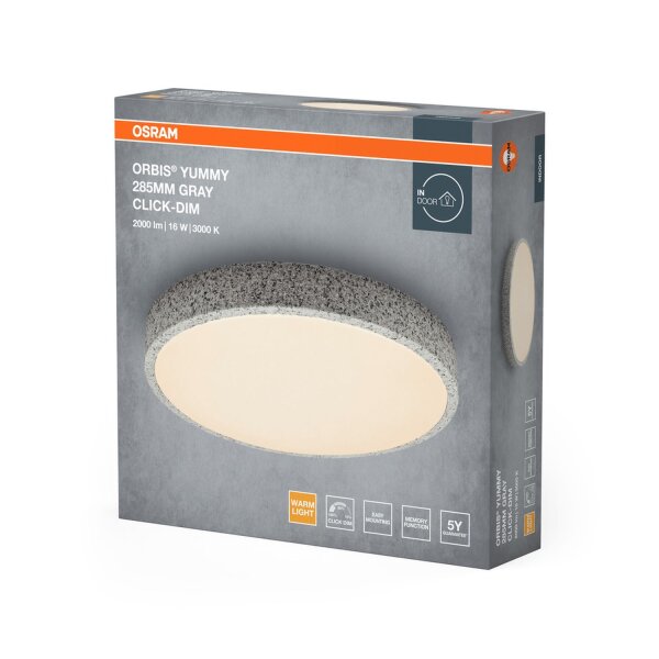 LED Deckenlampe Click-DIM Grau 3000K Ø28,5cm OSRAM