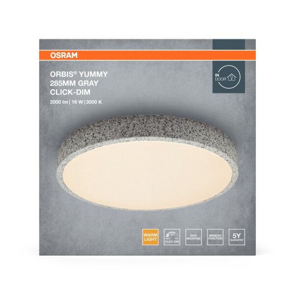 LED Deckenlampe Click-DIM Grau 3000K Ø28,5cm OSRAM