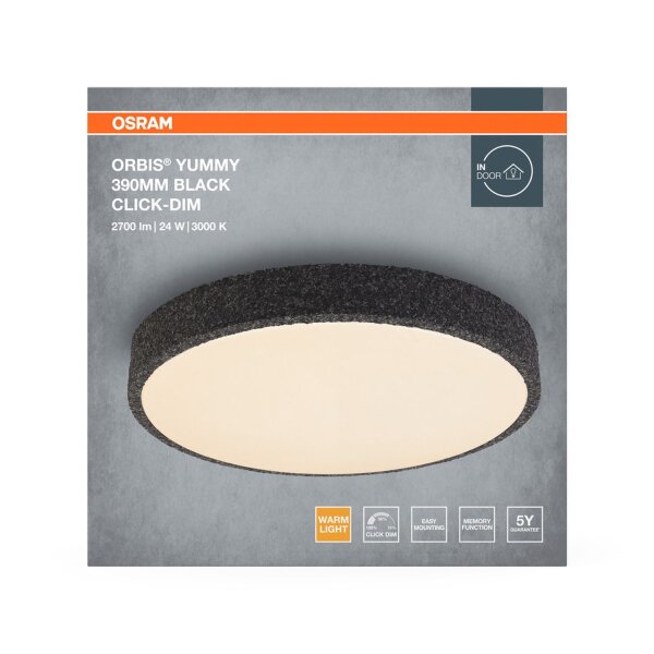 LED Deckenlampe Click-DIM Schwarz 3000K Ø39cm OSRAM