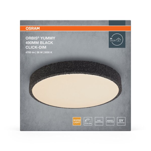 LED Deckenlampe Click-DIM Schwarz 3000 K Ø49cm OSRAM