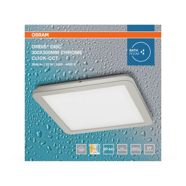 LED Deckenlampe Click-CCT Chrom Metall IP44 OSRAM