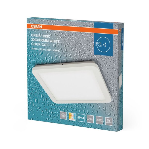 LED Deckenlampe Click-CCT Weiß Metall IP44 B:30cm OSRAM
