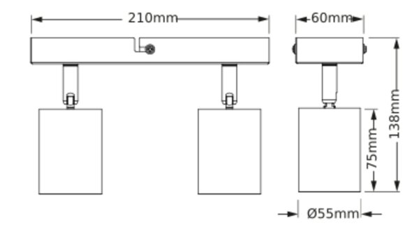 Deckenstrahler flexibel Schwarz Metall GU10 L21cm OSRAM