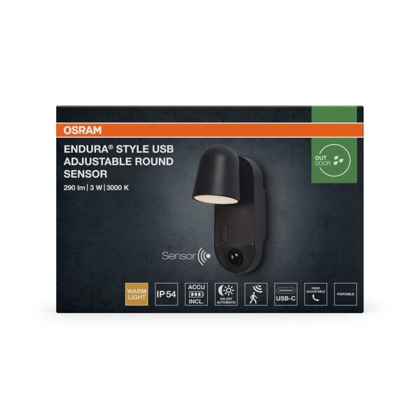 LED Wandlampe Sensor dimmbar Metall 3000 K IP54 OSRAM