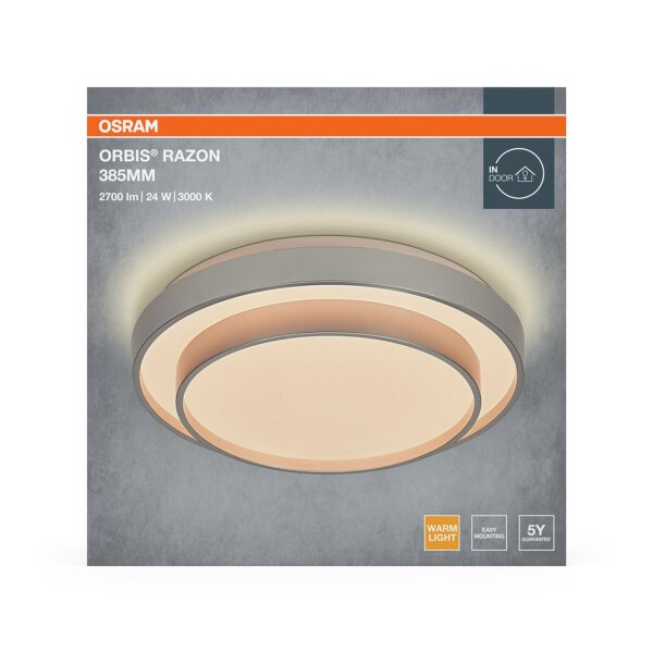 LED Deckenleuchte Silber Metall 3000K Ø38,5cm OSRAM