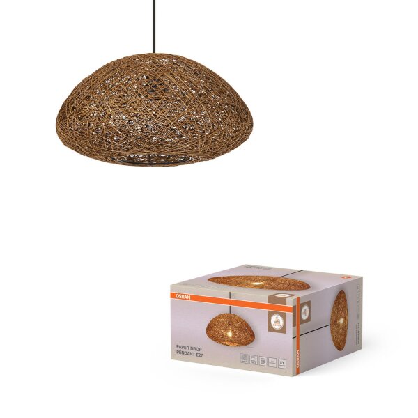 Pendelleuchte Braun Papier E27 Ø39,5 cm blendarm OSRAM