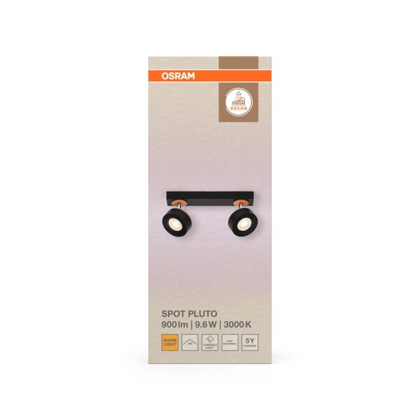 LED Deckenstrahler Schwarz Holz 3000 K L:29,8 cm OSRAM