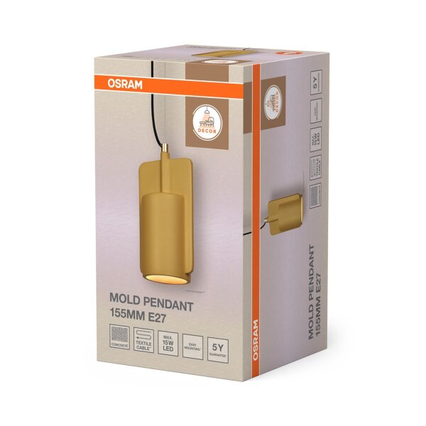 Wandlampe Gold Beton E27 L:15,5 cm modern OSRAM