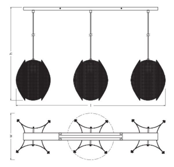 Pendelleuchte Schwarz Stahl Gold E27 Ø120 cm OSRAM