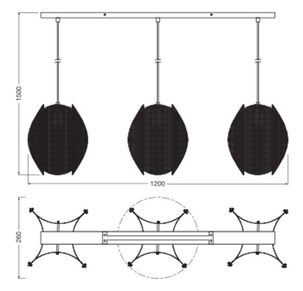 Pendelleuchte Schwarz Stahl Gold E27 Ø120 cm OSRAM
