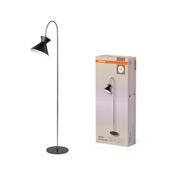 Stehleuchte schwenkbar Schwarz Metall E27 OSRAM