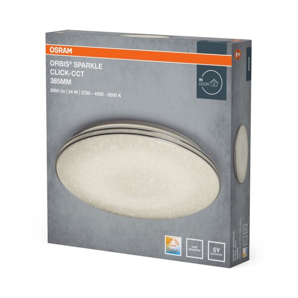 LED Deckenleuchte CCT Weiß Alu 2700-6500K Ø40cm OSRAM